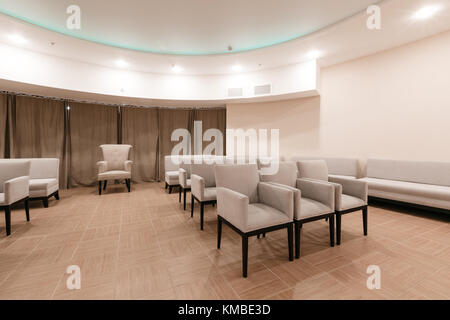 Row of chairs in boardroom. seats in an empty conference room Stock Photo