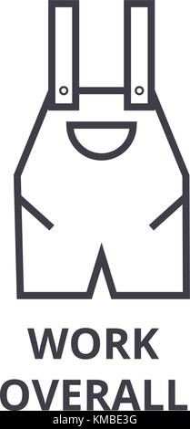 work overall line icon, outline sign, linear symbol, vector, flat illustration Stock Vector