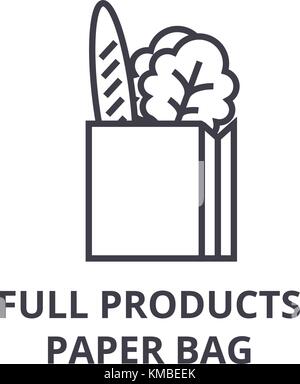 full products paper bag line icon, outline sign, linear symbol, vector, flat illustration Stock Vector