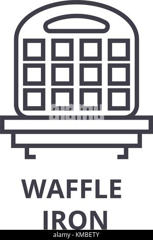 waffle iron line icon, outline sign, linear symbol, vector, flat illustration Stock Vector