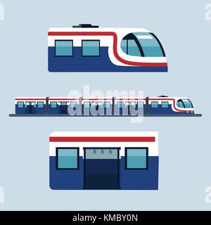 Sky train Station Flat Design Objects, Side View with head part and body part.