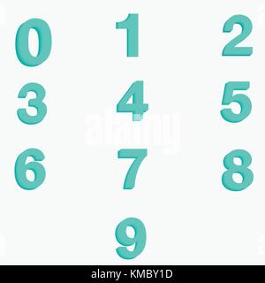 Number zero to nine with thick vector Stock Vector