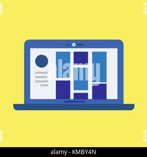 Modern laptop with user interface and yellow background vector Stock Vector