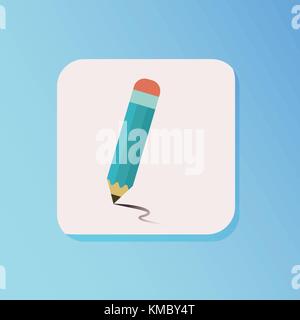 Flat pencil draw icon style vector with blue gradient background Stock Vector