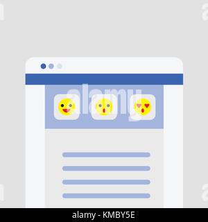 Website user interface main page with emoji icons vector Stock Vector