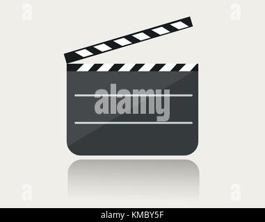 Modern movie clapper icon with reflection on ground vector Stock Vector