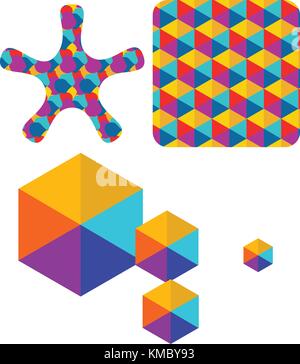 Set of abstract color box logo vector Stock Vector