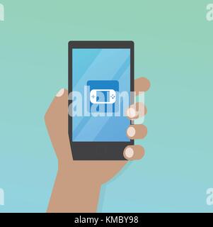 Smart phone with online game app Royalty Free Vector Image