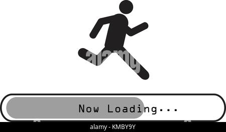 Sign man running on loading bar vector Stock Vector