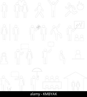 Outline sign of people life set.businessman group, work human pictograms on white.General people sign vector. Stock Vector