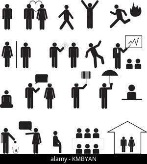 Sign of people life set.businessman group, work human pictograms on white.General people sign vector. Stock Vector