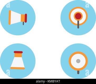 Flat megaphone icon set. vector flat speaker or sound icon Stock Vector