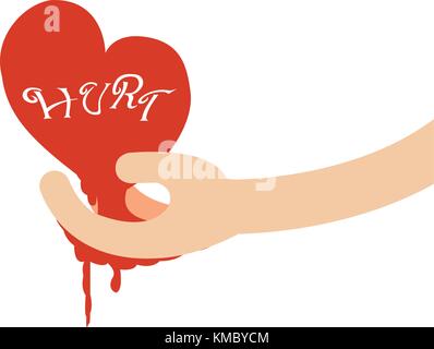 Hand giving heart of hurt.Broken heart concept.Vector illustration Stock Vector