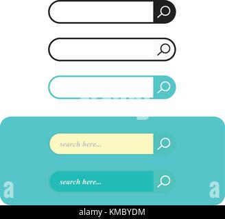 Search bar set vector interface elements with search button, search box modern simple design Stock Vector