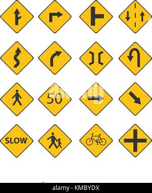 Set Traffic black signs illustration with street sign,bicycle sign,text sign,people sign isolated white background Stock Vector