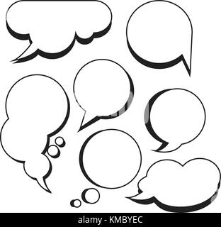 Comic bubbles and clouds cartoon text boxes set with blank comic text speech vector illustration.Set of  chat bubbles. Stock Vector