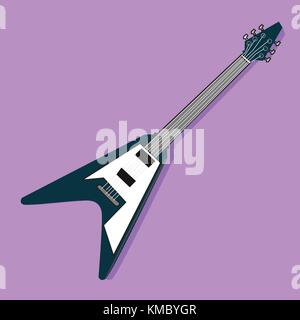 Flat Electric Guitar design with purple background Stock Vector