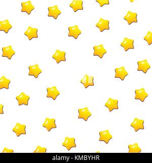 Cute yellow stars pattern with isolated white background.Vector and illustration wallpaper. Stock Vector