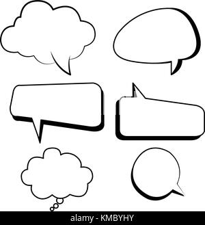 Bubbles text boxes comic set vector with isolated white background.Clouds bubbles,shape text box style. Stock Vector