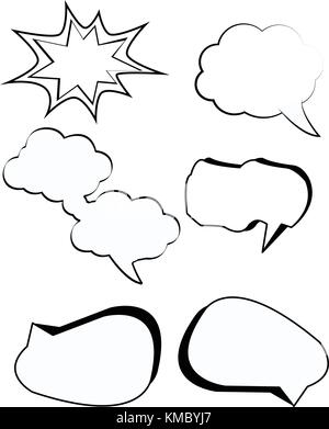 Comic bubbles cartoon text boxes set with cloud blank speech box vector illustration Stock Vector