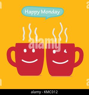 Happy Monday With Coffee Cup. Vector Illustration. Stock Vector