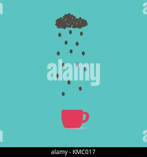 Coffee beans in shape of rainy cloud. Weather concept. Stock Vector