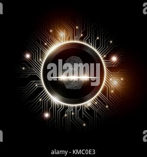 Fingerprint scan with abstract Futuristic Technology Background, Security system concept, vector illustration Stock Vector