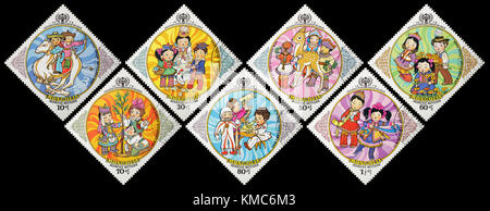 Mongolia - circa 1979: A postage stamps printed in the Mongolian shows image International Year of the Child series, circa 1979. Stock Photo