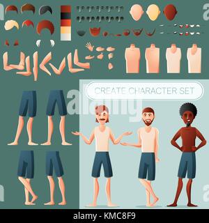 Create man character set Stock Vector