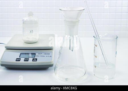 Filtration of a suspension in the chemical laboratory Stock Photo