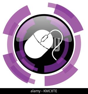 Mouse pink violet modern design vector web and smartphone icon. Round button in eps 10 isolated on white background. Stock Vector