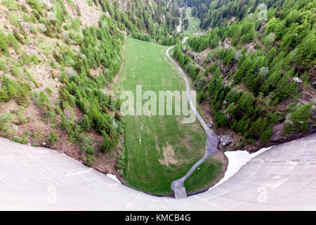 Lago del Sambuco is a reservoir above Fusio, in the municipality of Lavizzara, Ticino, Switzerland. Stock Photo