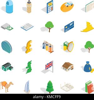 Finance center icons set, isometric style Stock Vector
