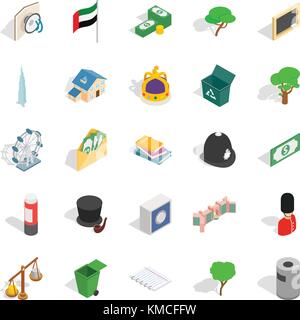 Financial capital icons set, isometric style Stock Vector