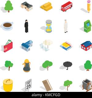 Financial district icons set, isometric style Stock Vector