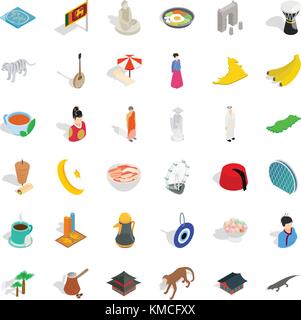 Islam icons set, isometric style Stock Vector