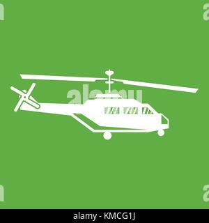 Military helicopter icon green Stock Vector