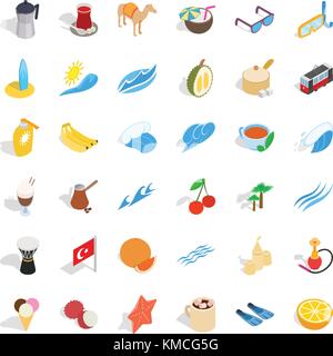 Ankara icons set, isometric style Stock Vector