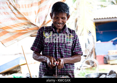 Fish market Negombo, small market next to Goldy Sands Hotel Stock Photo