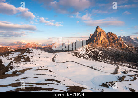 Tuckett Refuge at sunrise, Trentino, Madonna di Campiglio Stock Photo