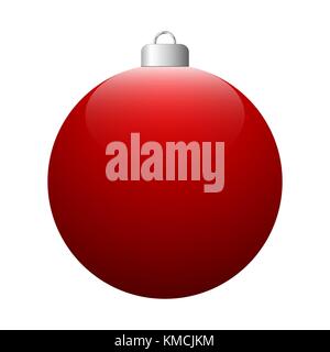 Vector red glossy Christmas ball isolated on white background. Stock Vector