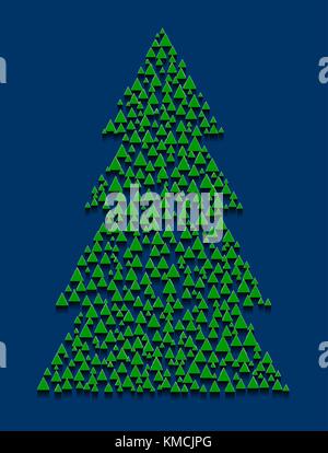 Vector abstract conifer consisting of triangles with shadow on blue background. Stock Vector