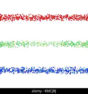 Repeatable dot pattern paragraph dividing line design set - vector elements from colored circles with shadow effect Stock Vector