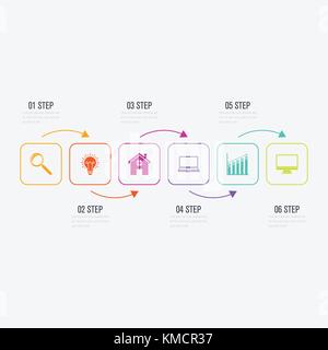 Modern infographics with six square Stock Vector