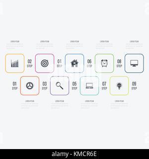 Modern infographics with 9 square Stock Vector