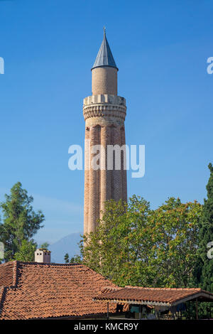 Yivli Minaret at Kaleici, the old town of Antalya, turkish riviera, Turkey Stock Photo