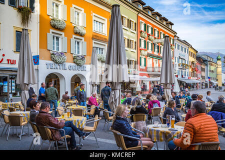 The colorful buildings and streets of historic old town in Lienz, Austria, Europe. Stock Photo