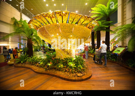 SINGAPORE, SINGAPURE - 12.11.2017: Decoration inside of Singapore Changi Airport in Singapure Stock Photo