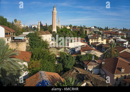 View over the roofs of the old town Kaleici on Yivli Minaret, Antalya, turkish riviera, Turkey Stock Photo