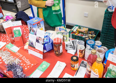 Neighbourhood Food Collection is held once a year in all Tesco stores in partnership with The Trussell Trust. Food Collection,Carmarthen,Wales,UK,U.K. Stock Photo